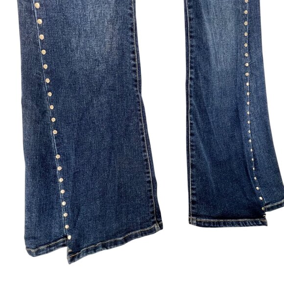 Ceros Denim Flared Studded Jeans Silver Side Rivets Womens 9/29 Retro Sylish - Picture 4 of 15
